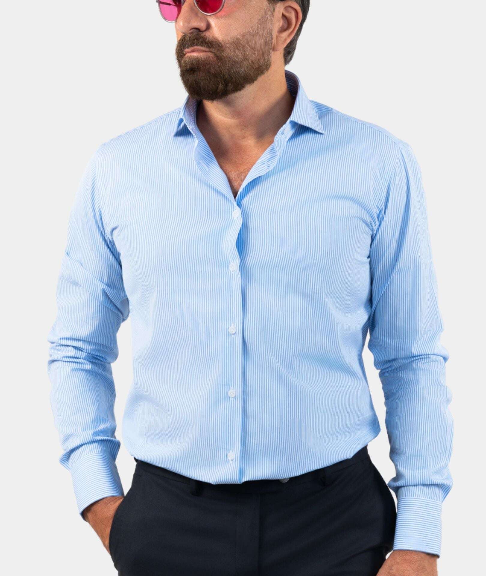 Napoli Sky-blue Striped Shirt - Image 1 of 2