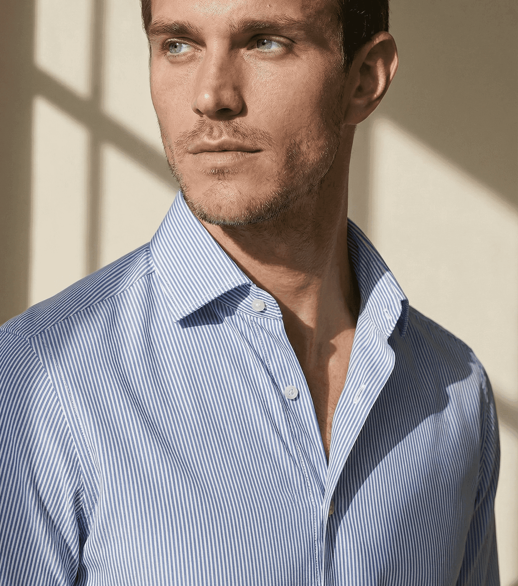 Tolentino – Sky Blue Striped Italian Shirt - Image 1 of 4