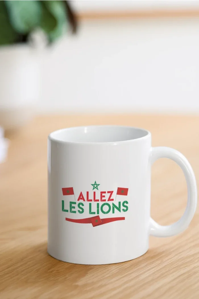 Marocain Supporter Fan de Maroc Allez les Lions sur Mugs - Image 1 of 1