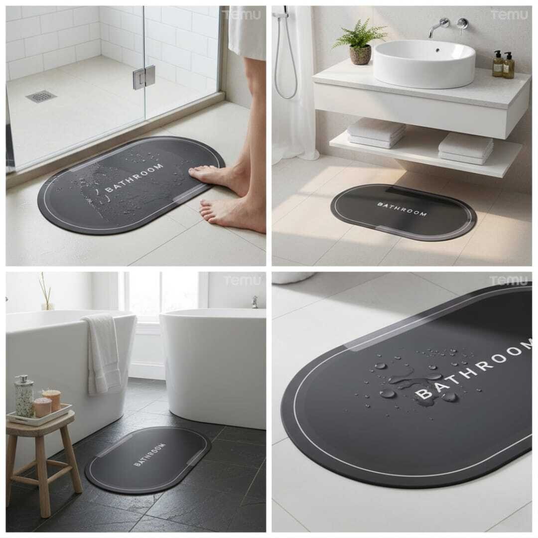 Tapis en caoutchouc -cuisine -maison et salle de bain. antidérapant à séchage rapide, super absorbant, fin, sadapte sous la porte, tapis de sol rectangulaire tendance et lavable-57cm/38cm- - Image 1 of 2