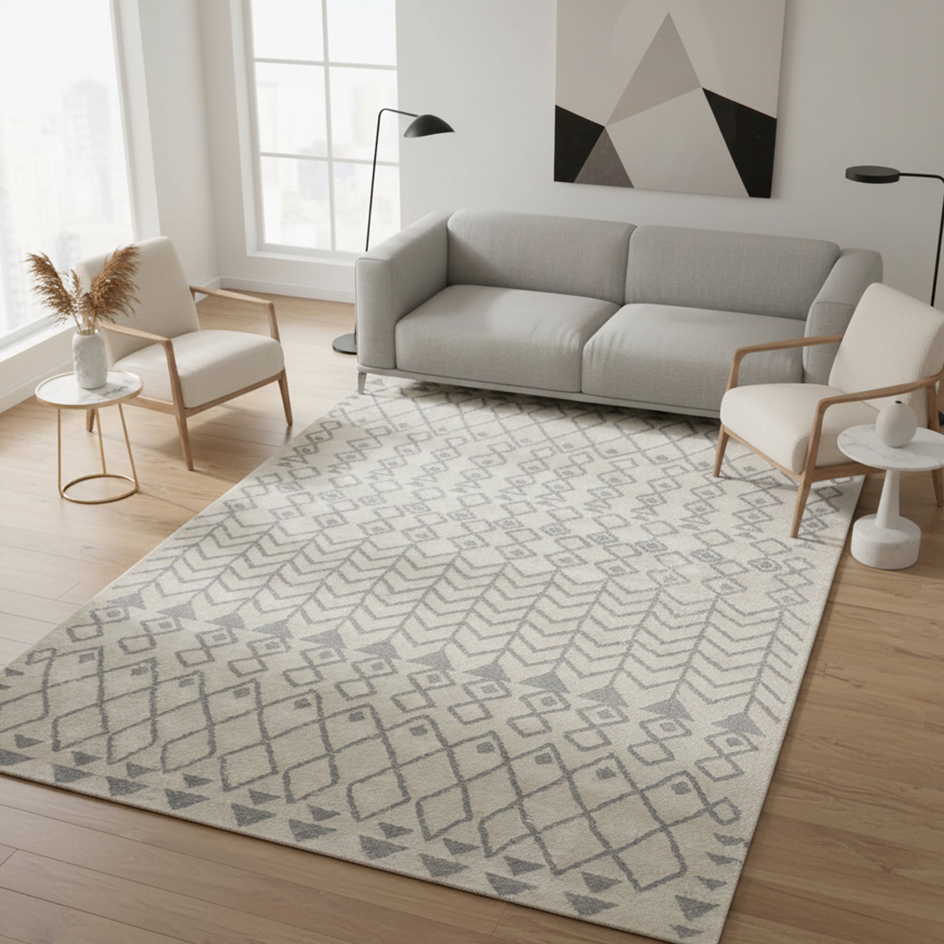 Tapis REZA Beige, Gris - Image 1 of 4