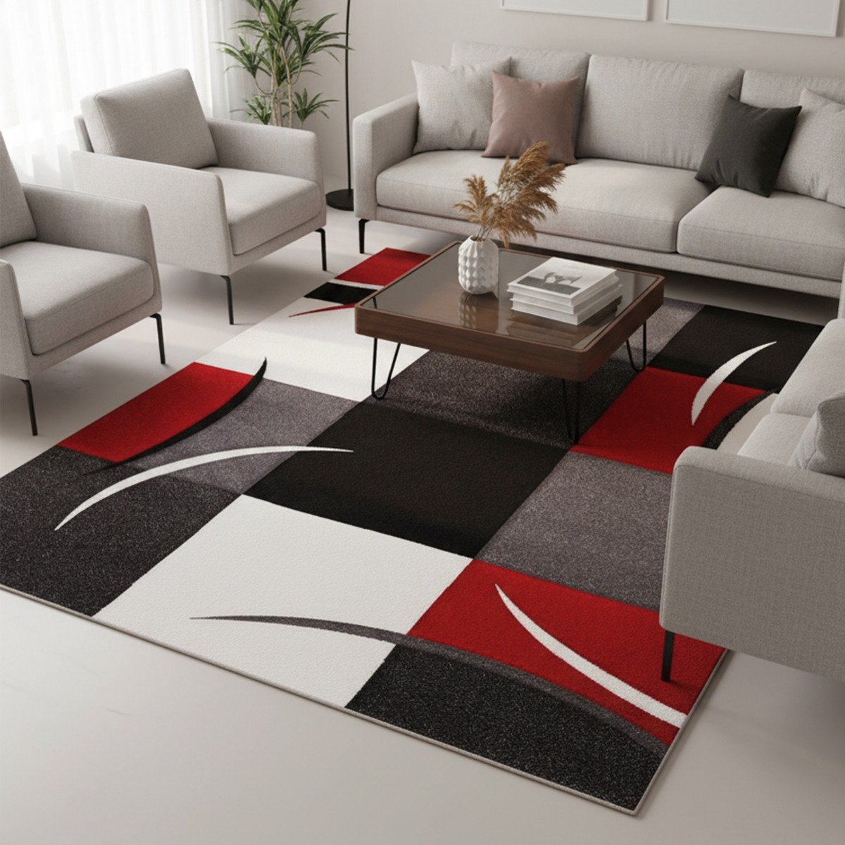 Tapis DIAMOND COMMA Rouge - Image 1 of 4