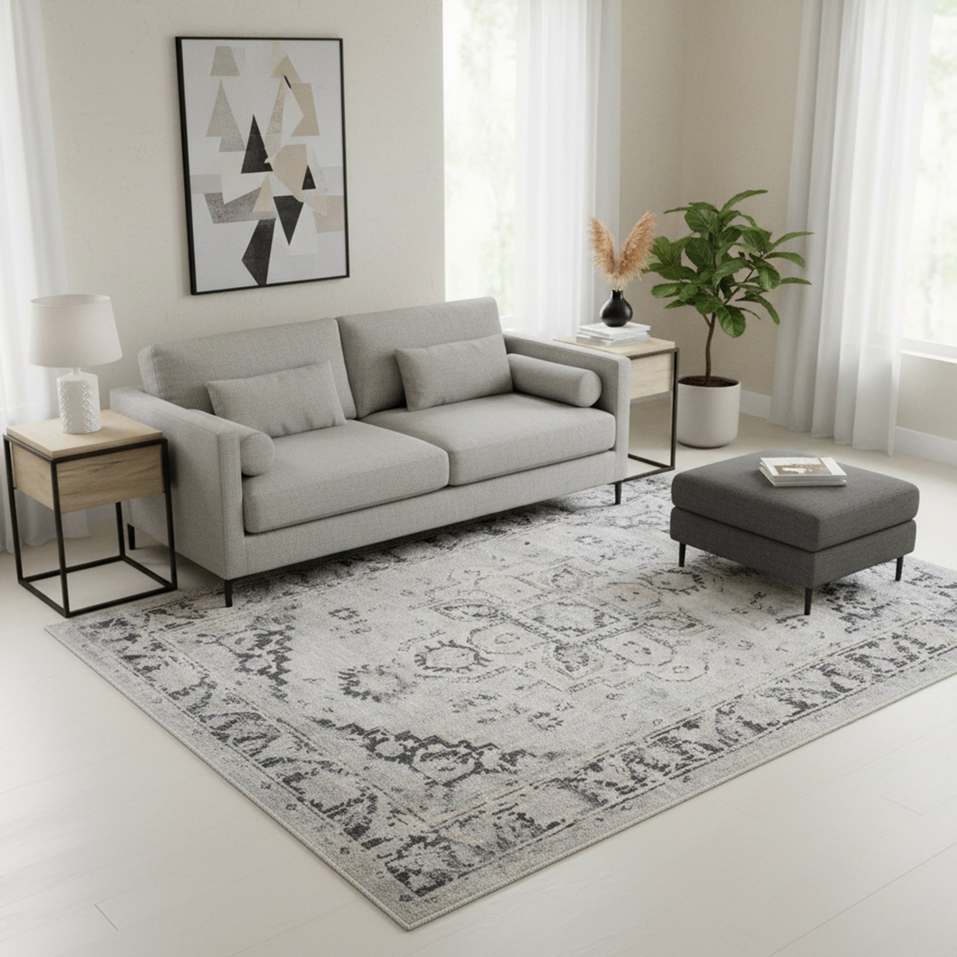 Tapis RUBA Gris, Bleu, Beige - Image 1 of 4