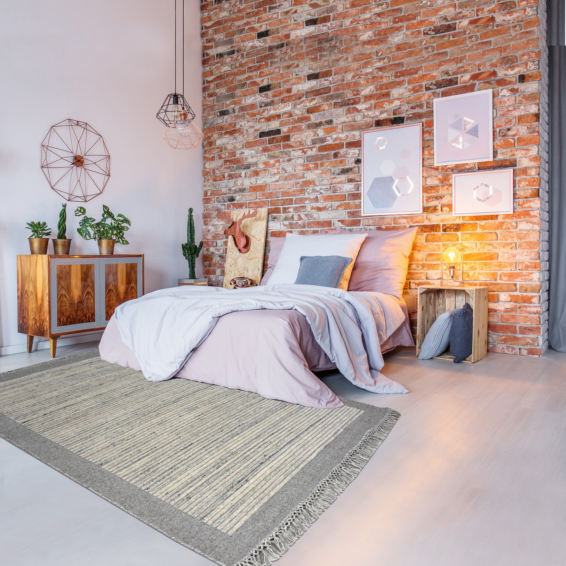 Tapis Lounali Gris, Beige - Image 1 of 4