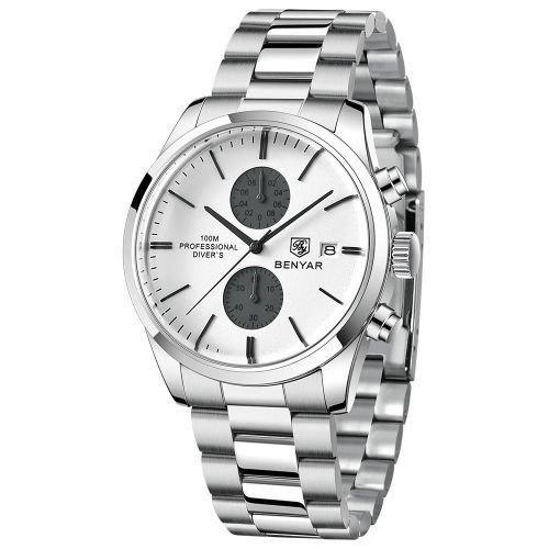 Montre Bracelet Argent pour Hommes Chronographe Cadran - Image 1 of 2