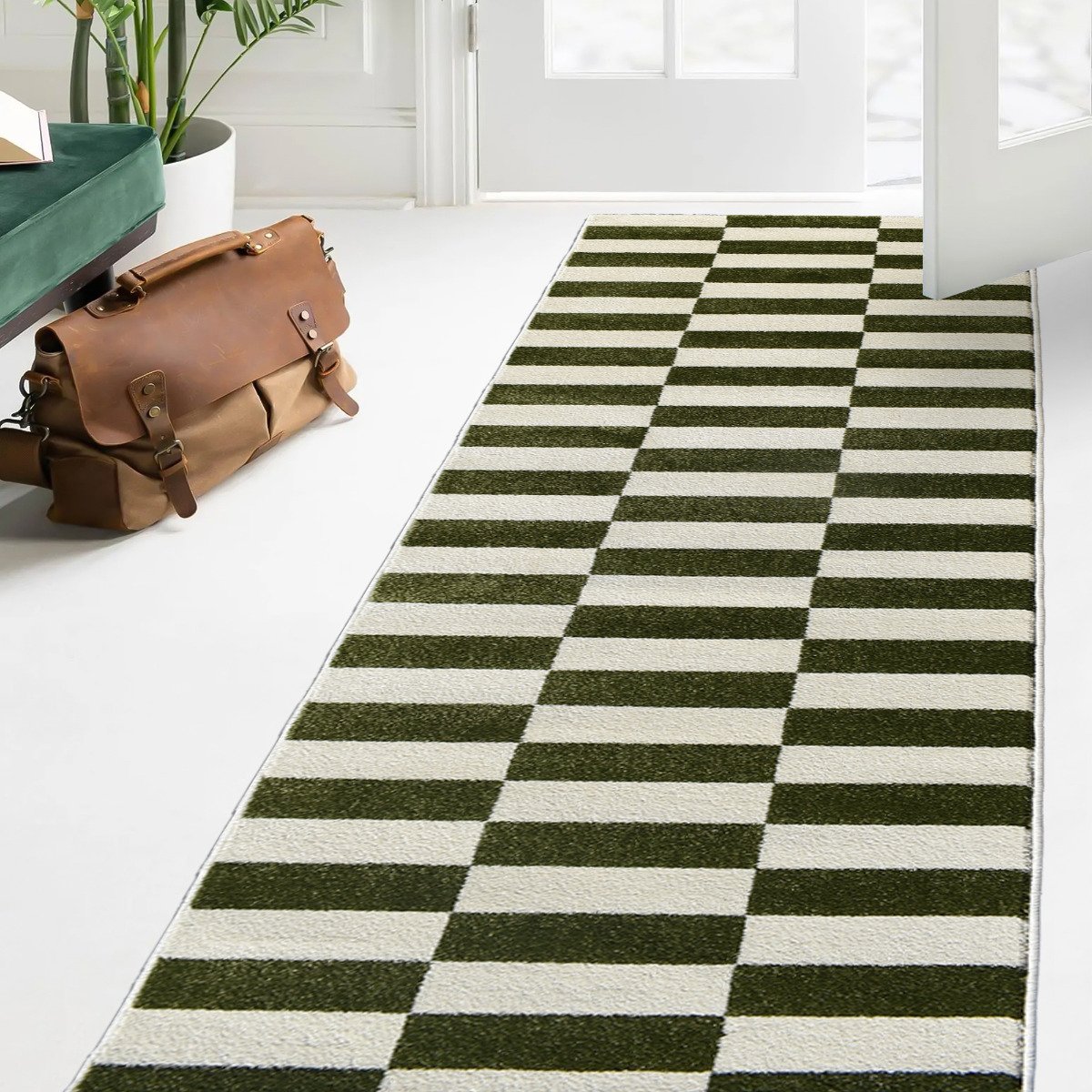 Tapis de couloir danyo crème, vert - Image 1 of 4
