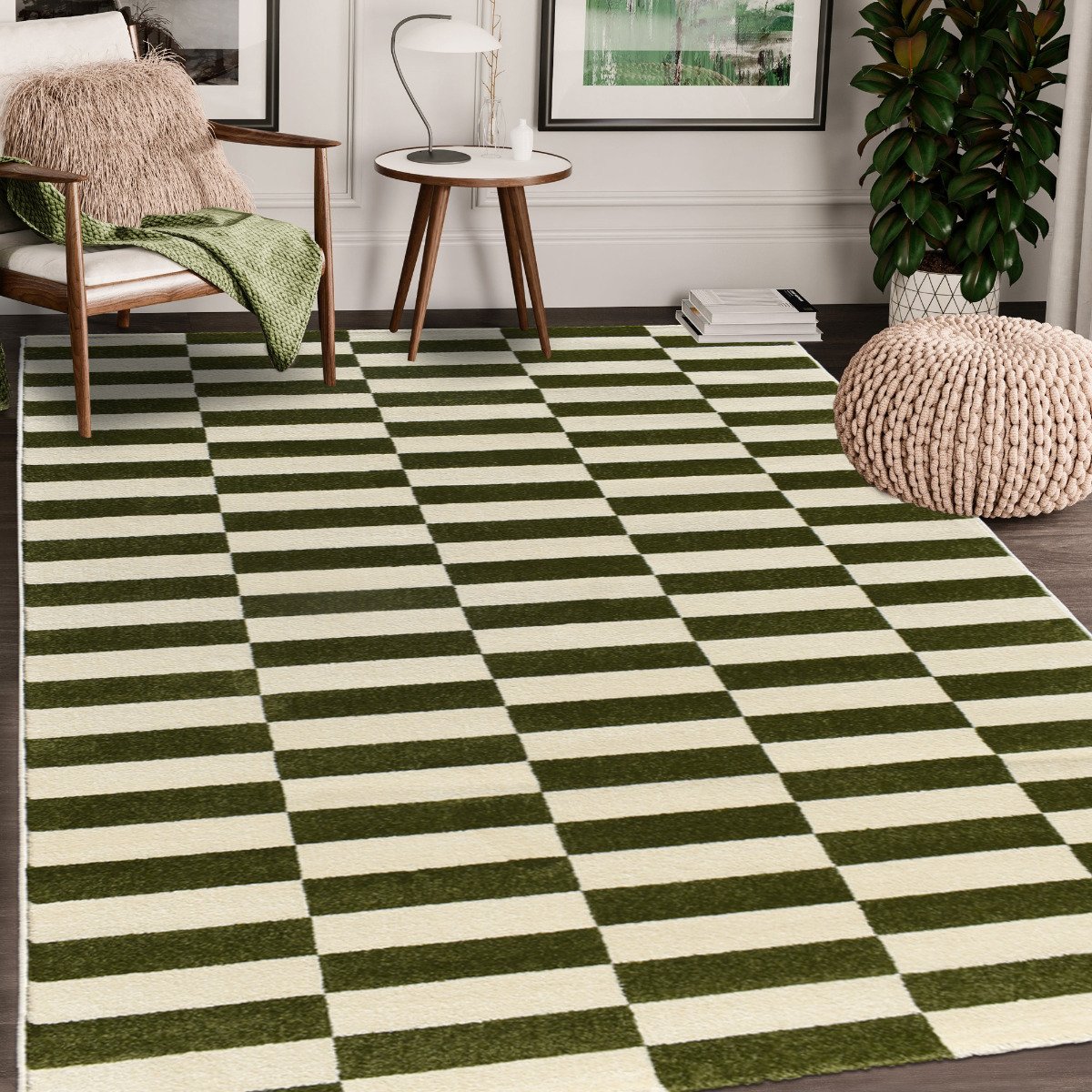 Tapis Danyo Crème, Vert - Image 1 of 4