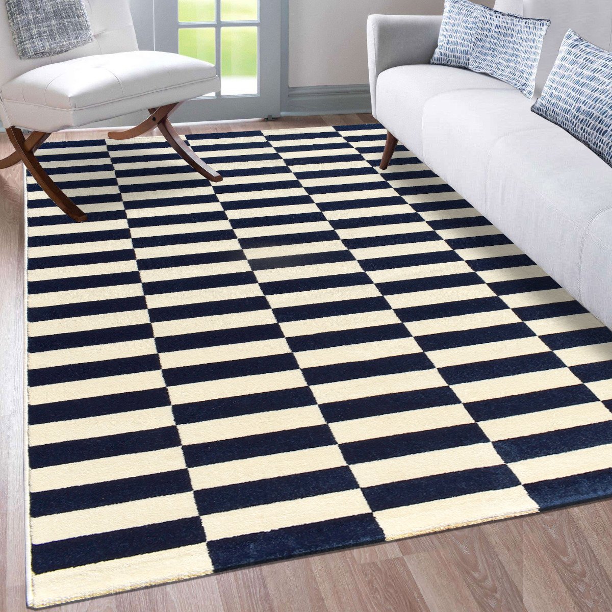 Tapis Danyo crème, bleu - Image 1 of 4