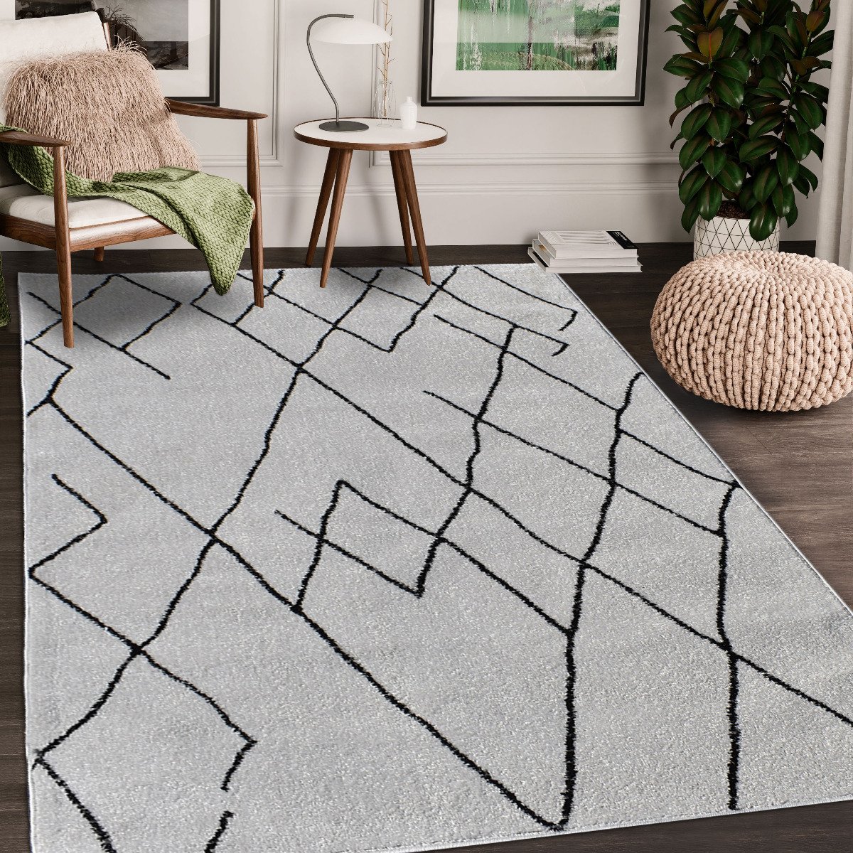 Tapis Naladon Crème, Noir - Image 1 of 4