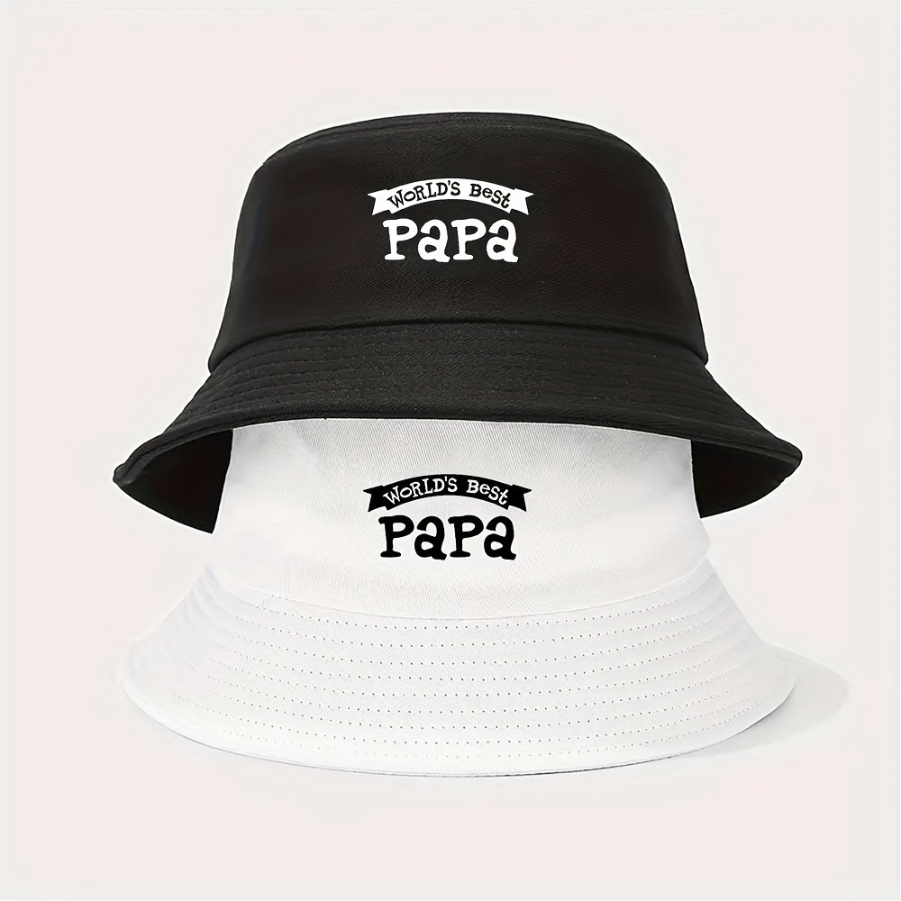 Chapeaux 2pcs seau imprimé WorldS Best Papa - Chapeaux 2pcs de pêche noir et blanc élégant  - Image 1 of 1