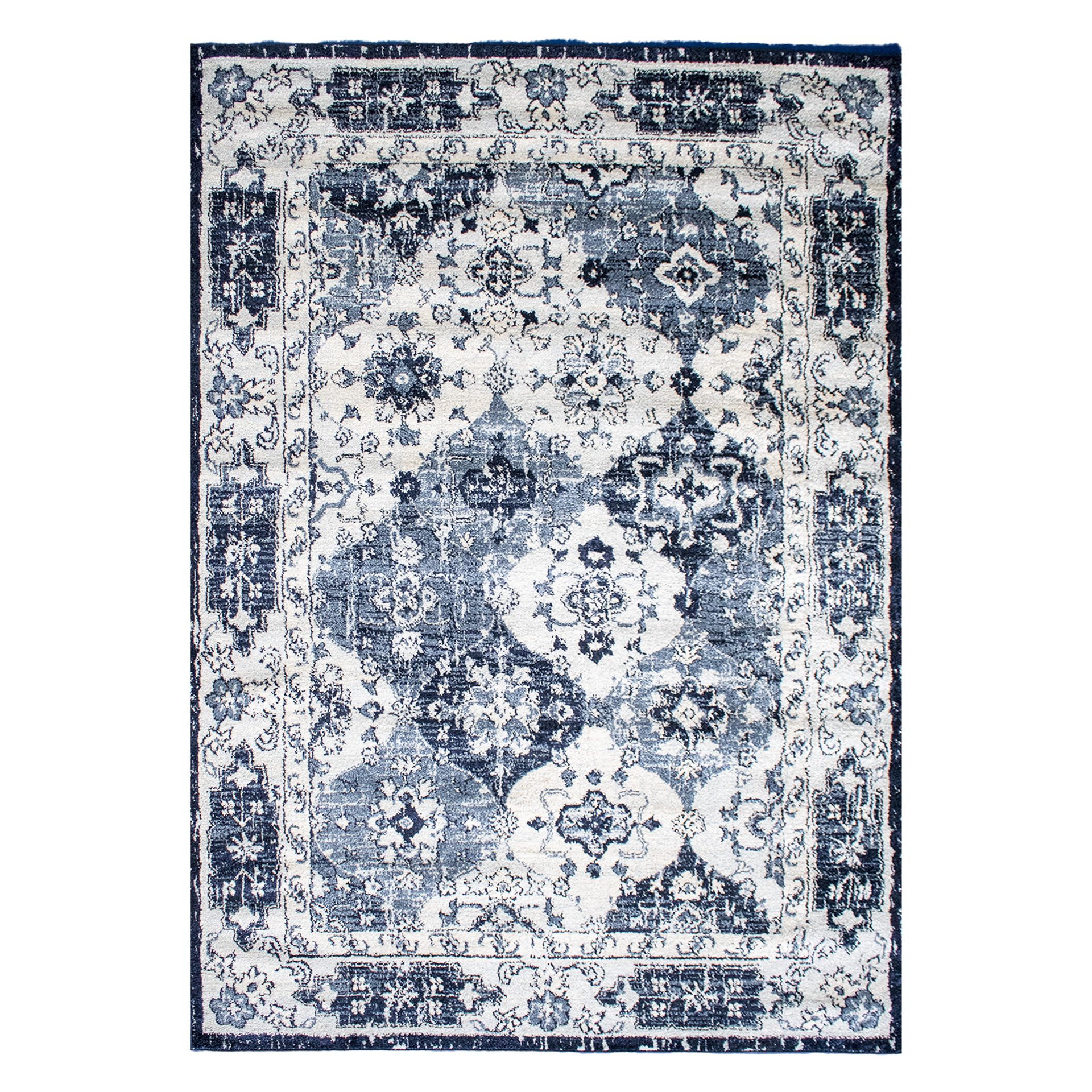 Tapis NOURA bleu, crème - Image 1 of 4