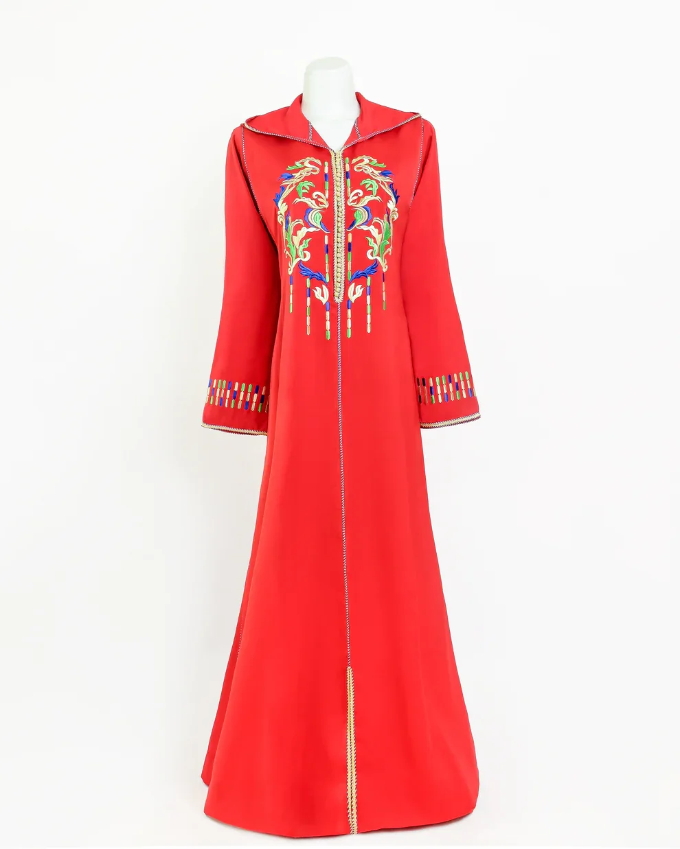 Jellaba en demi-soie rouge fraise - Image 1 of 3