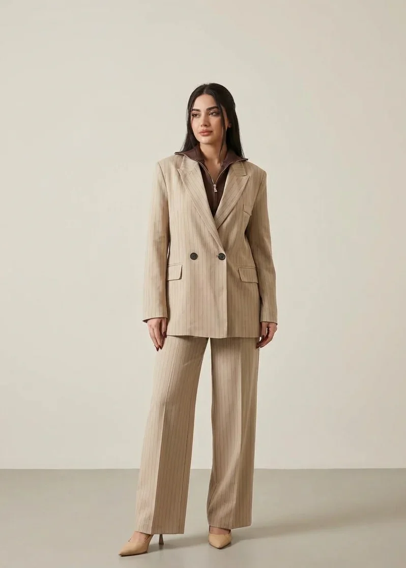 Ensemble Tailleur / Veste Croisée Rayé - Image 1 of 4