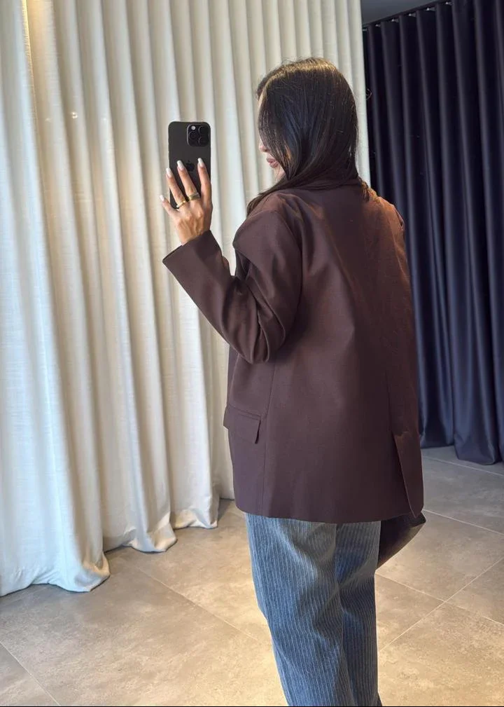 Blazer Marron Chocolat Oversize - Image 1 of 4