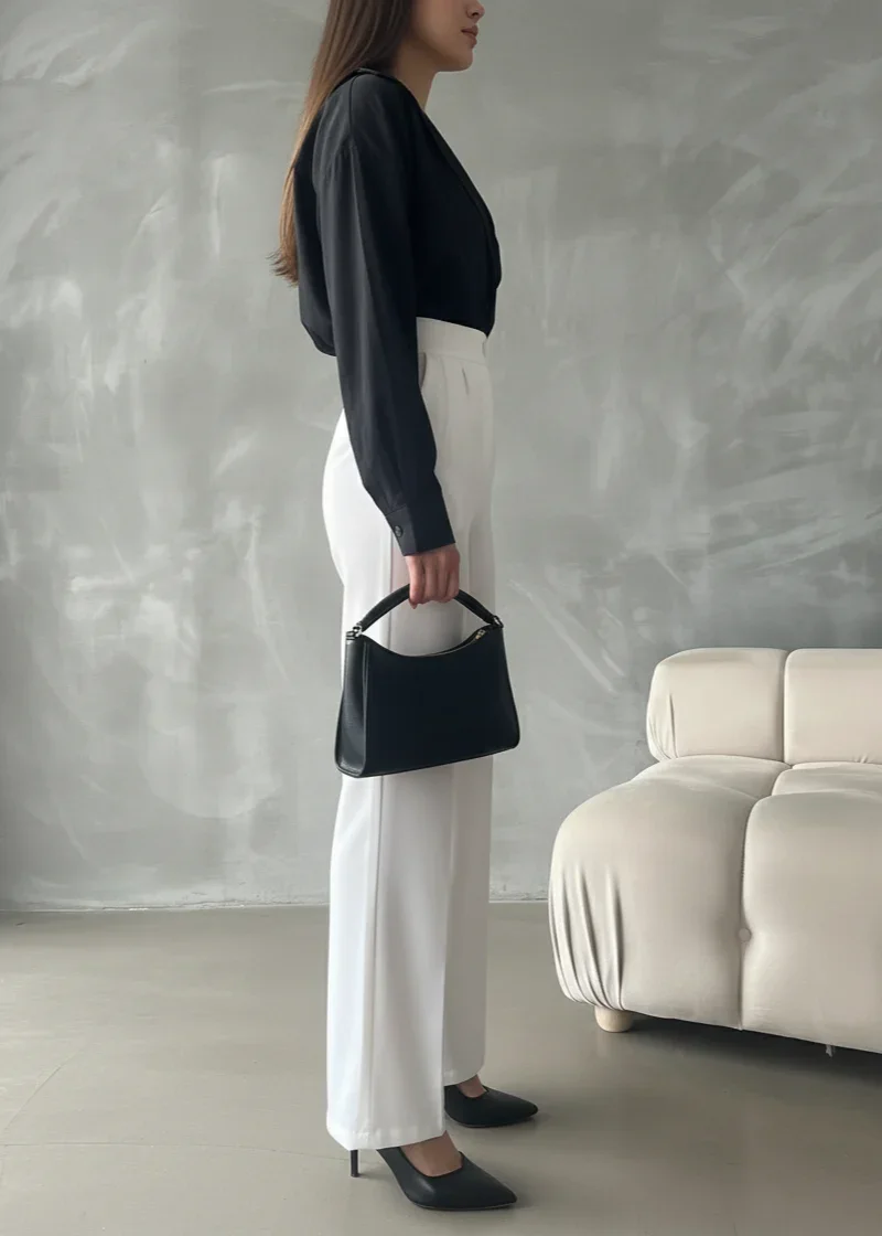 Pantalon Palazzo Taille Haute Élégant - Image 1 of 2