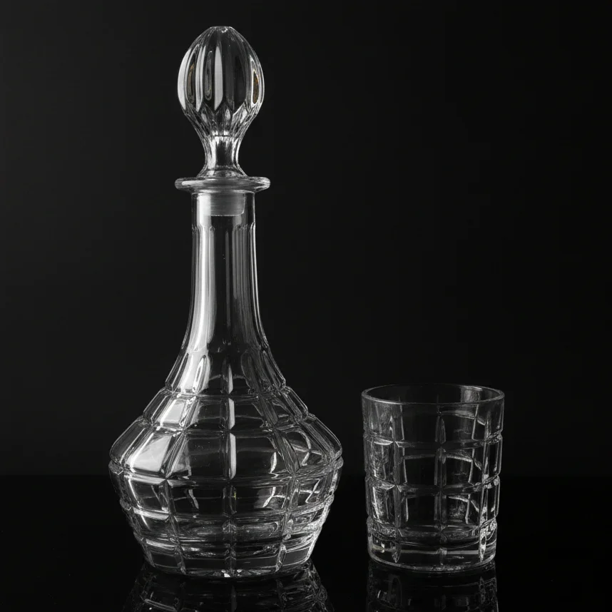 Ensemble carafe et 6 verres quadrillés en relief - Image 1 of 2