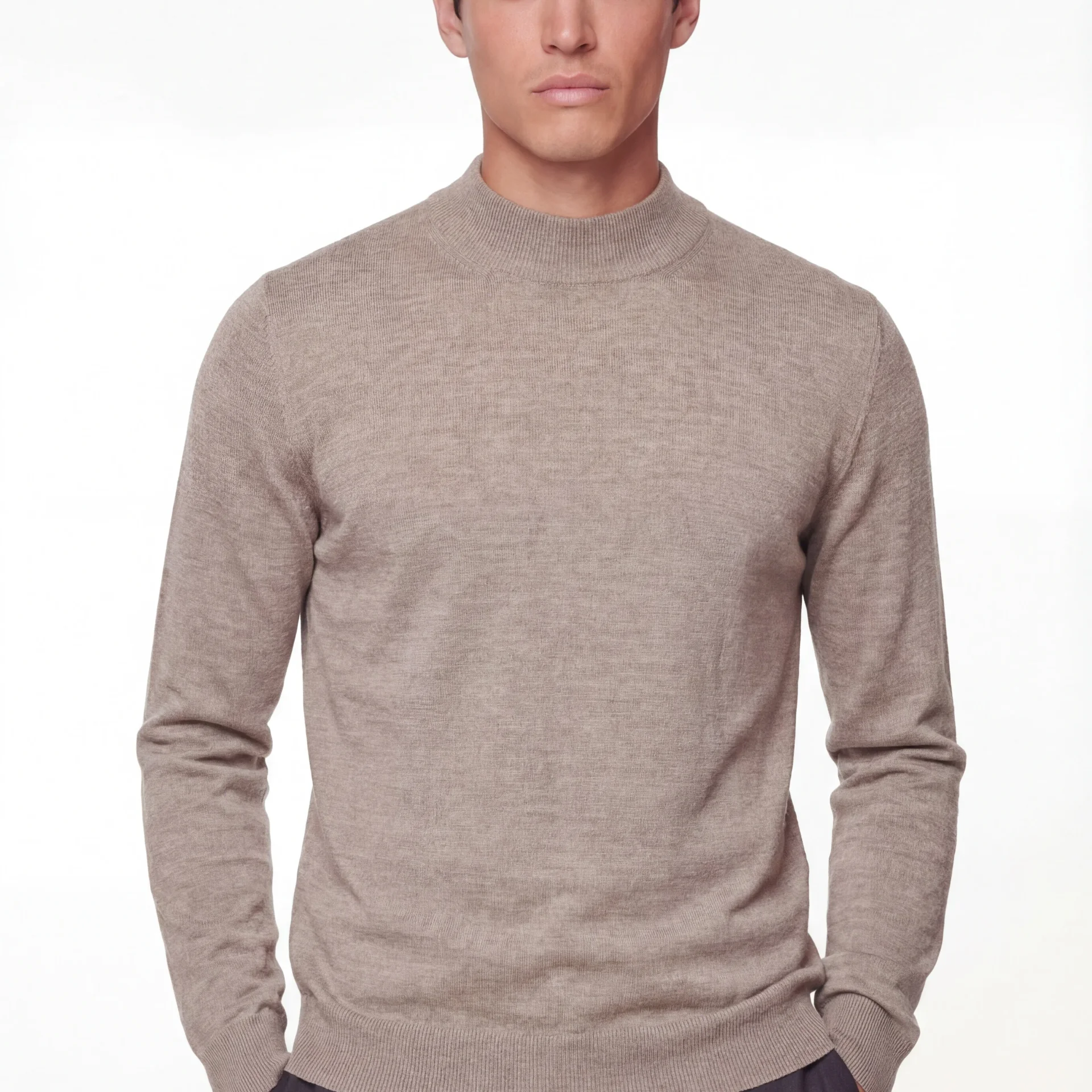 Mock Neck Knit Sweater – Extra-fine Merino Wool - Image 1 of 4