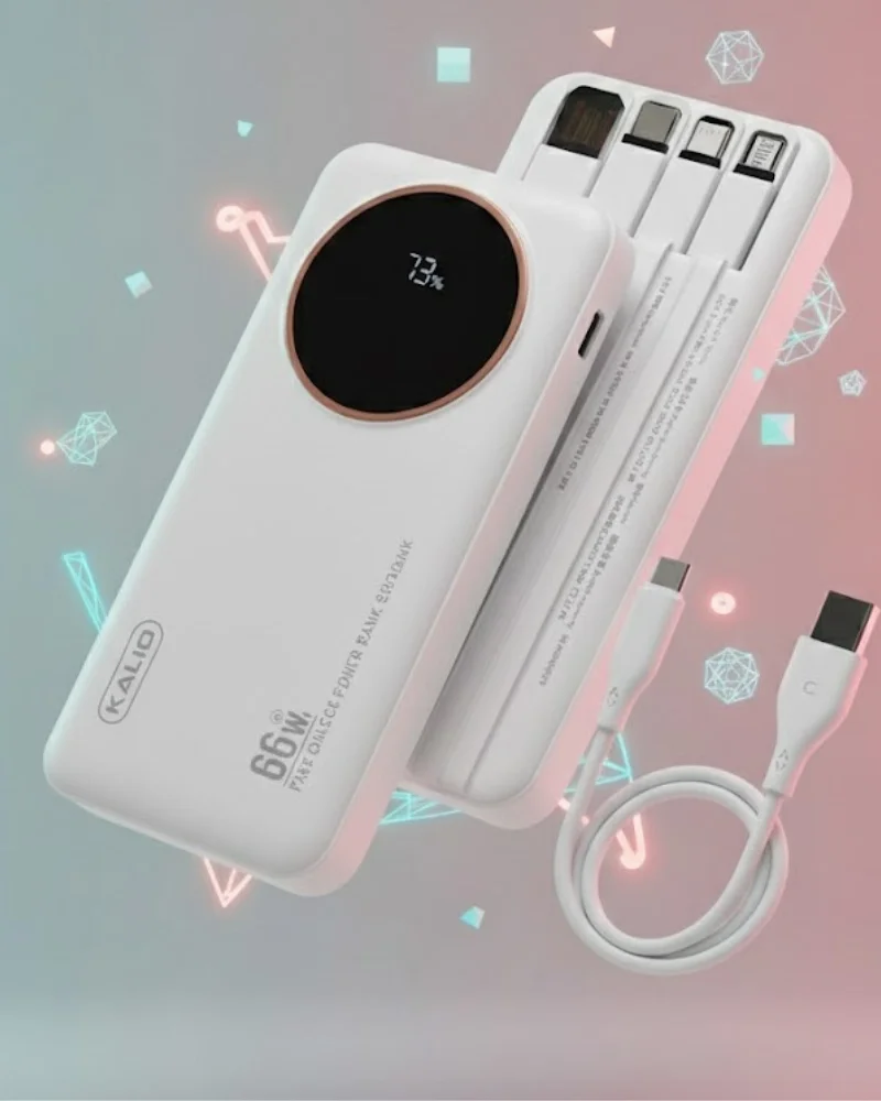 Power Bank 20000mAh 66W – Charge Ultra Rapide avec 4 Câbles Intégrés - Image 1 of 2