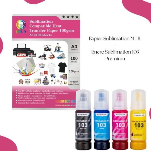 Papier Sublimation A3 100 Feuilles + Encre Sublimation 103 Premium - Image 1 of 1
