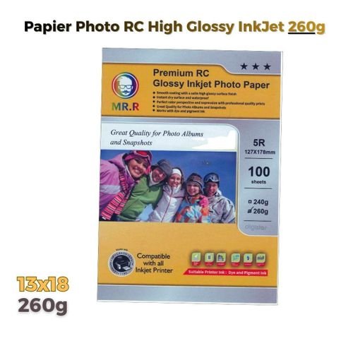 Papier Photo Rc Glossy 260g – Format 5r (13 X 18 Cm) Inkjet - Image 1 of 1