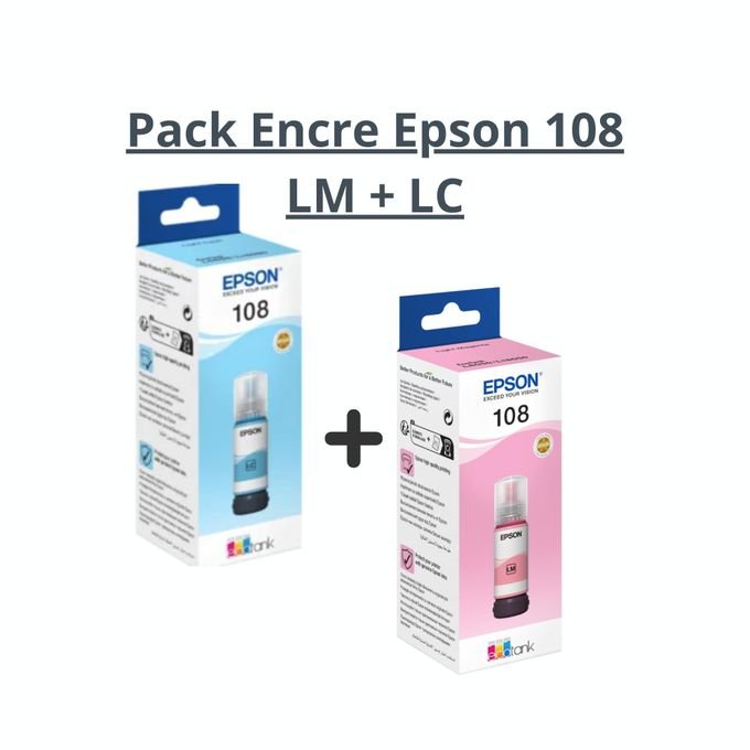 Pack Encre 108 Lm + Lc Original – Light Magenta & Light Cyan Pour L8050 L18050 - Image 1 of 1