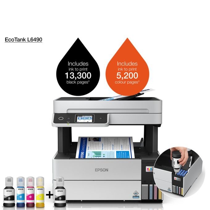 Epson Ecotank L6490 Imprimante Multifonction À Réservoirs Rechargeables (c11cj88404) - Image 1 of 2