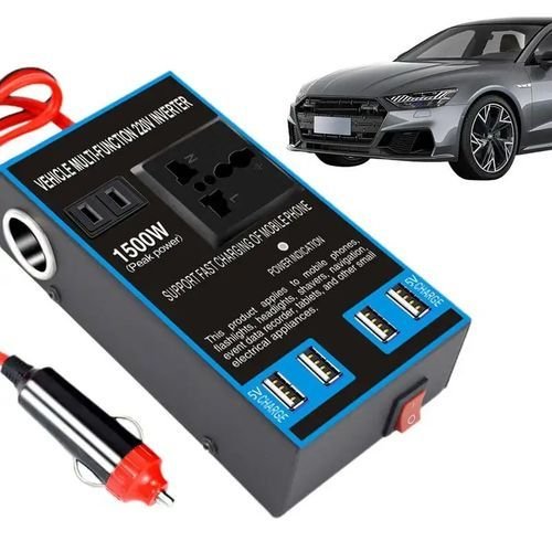 Onduleur De Voiture 1500w - 12v/24v Vers 220v Ac Avec Prises Et 4 Ports Usb - Image 1 of 4