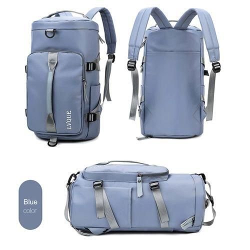 Sac De Sport À Grande Capacité Avec Compartiment À Chaussures, Sac De Fitness Étanche Pour Hommes Et Femmes, Bleu - Image 1 of 4