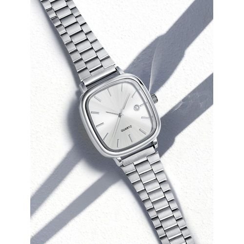 Montre Élégant Avec Indicateur De Date Pour Homme Acier Poli Cadran Argenté - Image 1 of 3