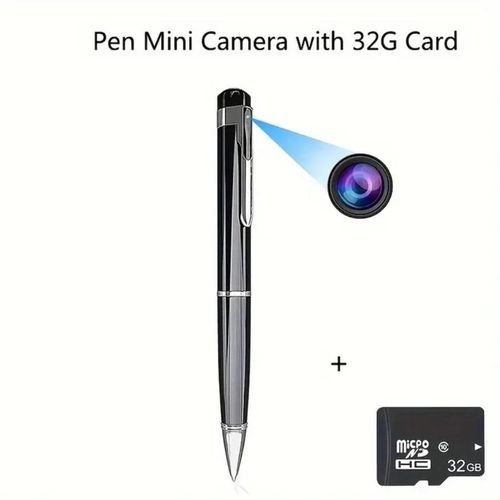 Stylo Caméra Espion Full Hd 1080p, Mini Caméra Cachée Discrète Avec Carte Sd 32 Go - Image 1 of 4
