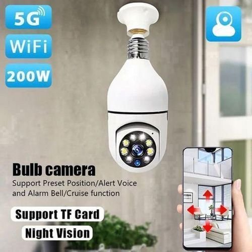 Ampoule Caméra De Surveillance Wifi 360° E27– Vision Nocturne Hd 1080p, Détection De Mouvement Et Audio Bidirectionnel - Image 1 of 4