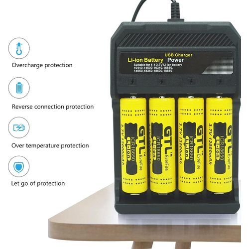 Chargeur De Batterie Li-ion Usb, 4 Emplacements – Universel 3.7v / 4.2v – Charge Rapide 2a - Image 1 of 4
