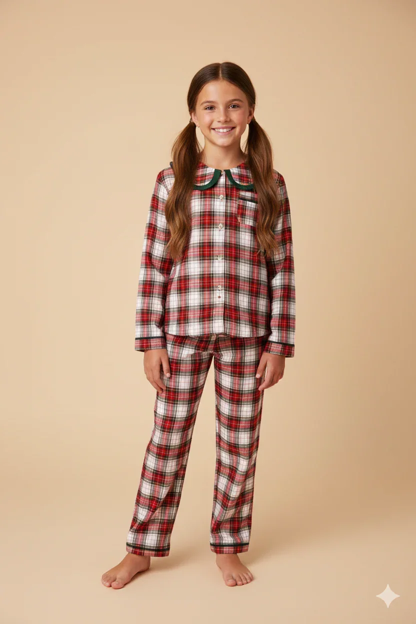 Ensemble Pyjama Fille À Carreaux – Style Classique & Confort - Image 1 of 4