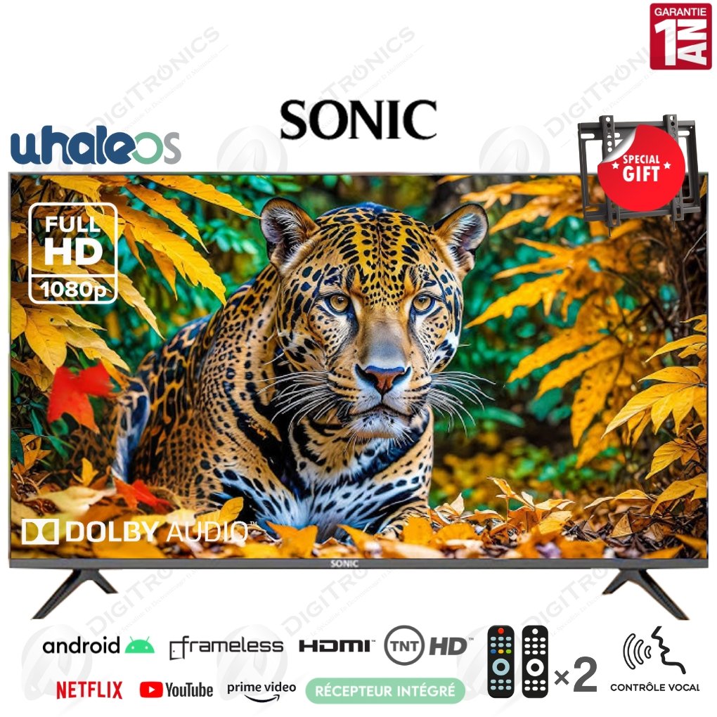 43 Smart tv Full HD Système WhaleOS avec Dolby Audio, Récepteur Intégré, TNT HD - Image 1 of 1