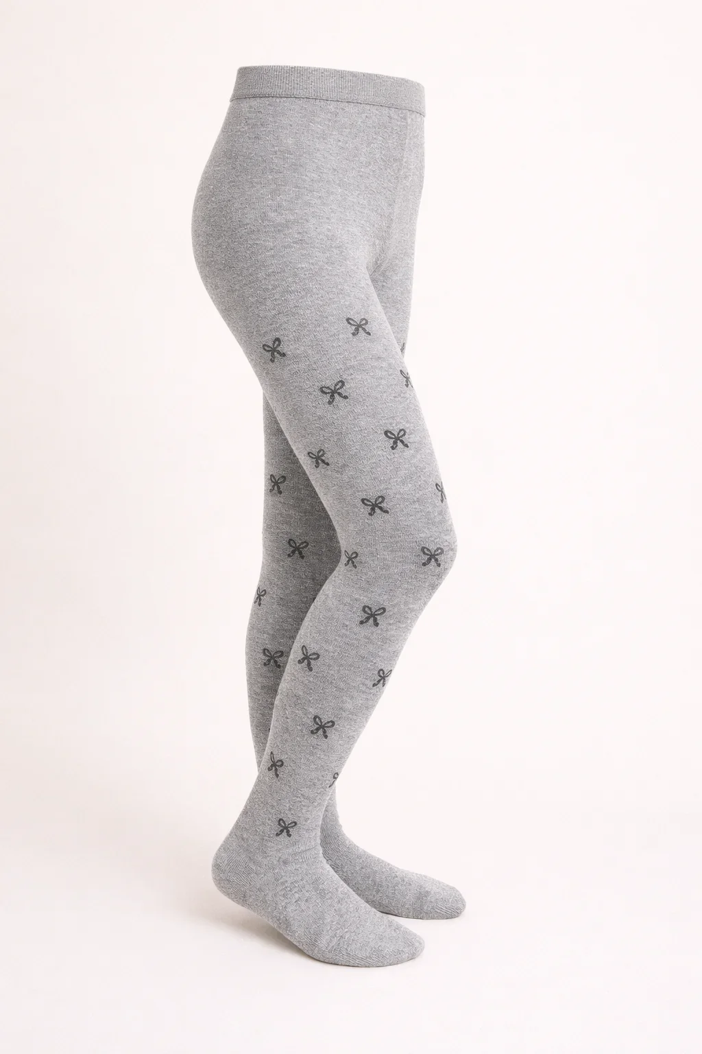 Collant Enfant En Coton Organic Motif Nœuds – Gris Clair - Image 1 of 2
