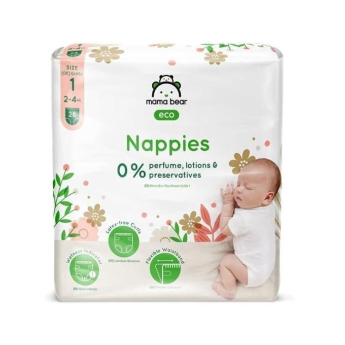 Mama Bear Couches Bébé Écologiques Ultra Absorbantes Taille 1 (2-4 Kg) (28 Couches X 6) - Image 1 of 2