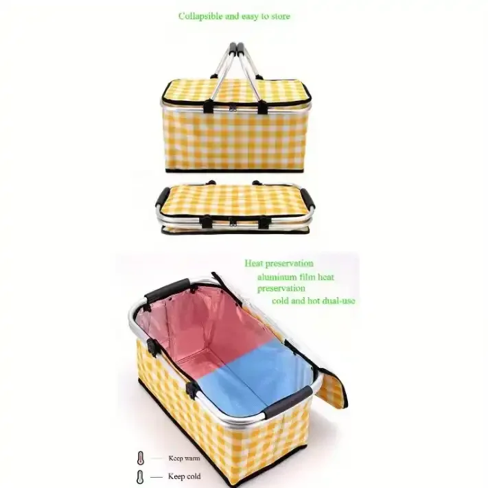 Sac Isotherme Portable – Panier À Provisions Pliable Pour Pique-nique Et Plein Air - Image 1 of 4