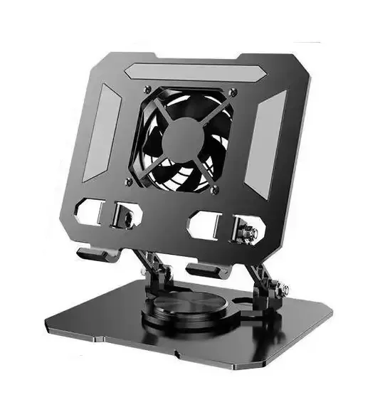 Support Métallique Pliable Pour Pc Portable & Tablette – Réglable Avec Ventilateur Refroidisseur (multicouleur Aléatoire) - Image 1 of 3