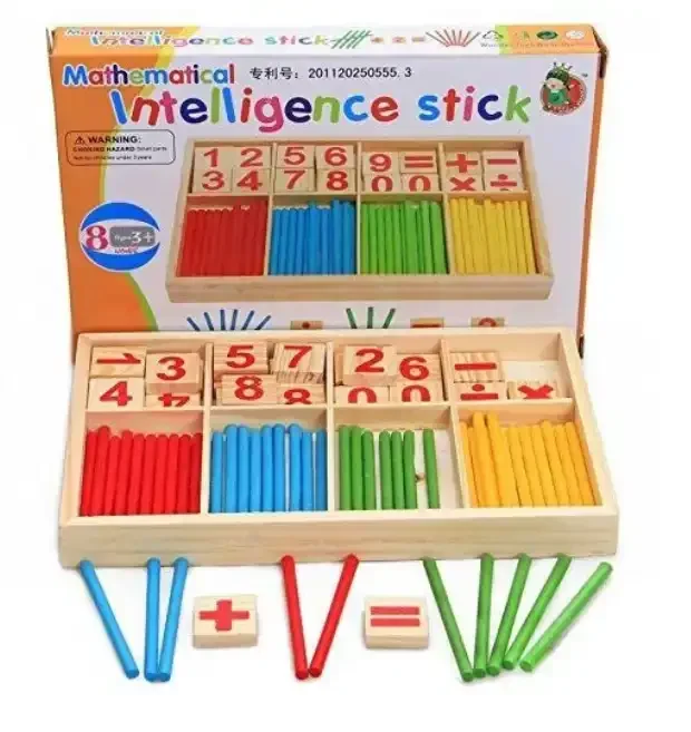 Bâtons De Calcul Mathématique En Bois – Jeu Éducatif D’apprentissage Des Nombres Pour Enfants - Image 1 of 4