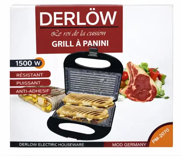 Grill À Panini Derlow Pn-2070 – Appareil Électrique Pour Sandwichs & Paninis - Image 1 of 1