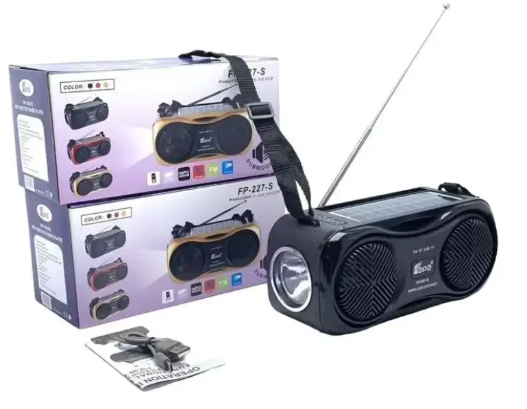 Haut-parleur Solaire Portable Epe Fp-227-s Avec Usb Et Lampe Torche – Enceinte Sans Fil - Image 1 of 1