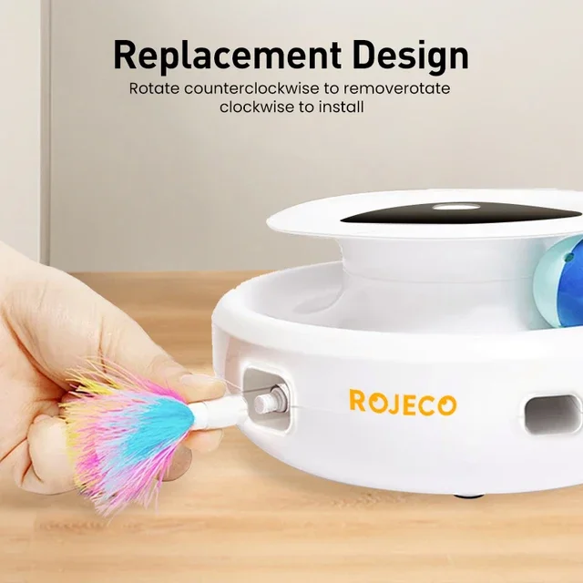 Jouet Interactif Chat Automatique Rojeco 2-en-1 | Plume & Balle Connectées - Image 1 of 4