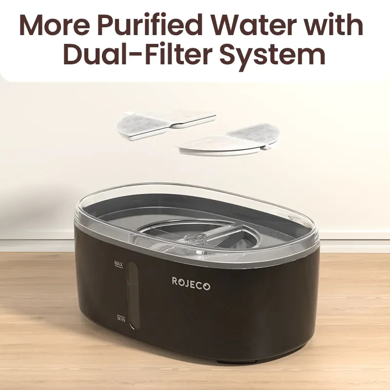 Rojeco 2.5l Dual Pet Water Fountain - Automatic Cat Water Dispenser With Filter - Image 1 of 4