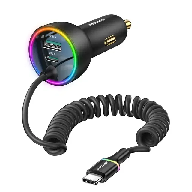 Rocoren Chargeur De Voiture 70w Usb-c Avec Câble Led - Image 1 of 4