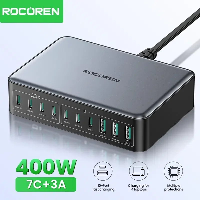 Rocoren Chargeur Rapide 400w – Station D’alimentation Usb-c Gan Portable - Image 1 of 4