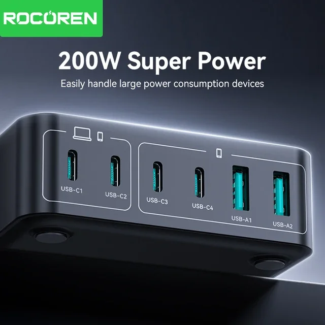 Rocoren Chargeur Rapide 200w - Charge Ultra Puissante & Sécurisée - Image 1 of 4