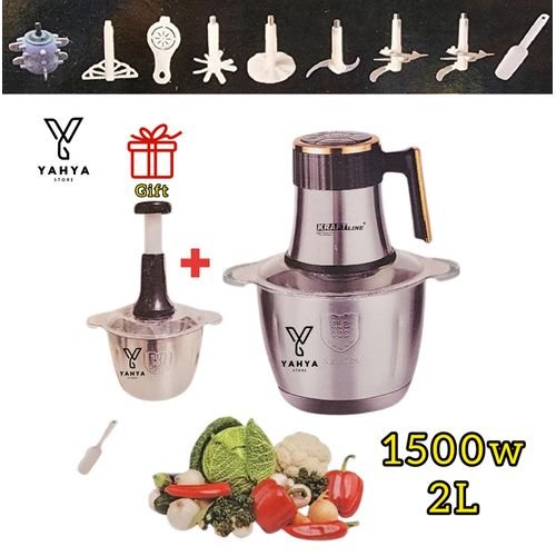 Kraft Line Hachoir Électrique 2l 1500w Multifonctions Bol Inox Avec 3 Lames Et Plusieurs Accessoires Avec Fonction Manuel - Image 1 of 1