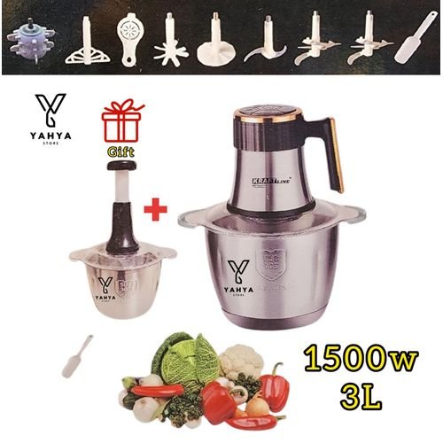 Kraft Line Hachoir Électrique 3l 1500w Multifonctions Bol Inox Avec 3 Lames Et Plusieurs Accessoires Avec Fonction Manuel - Image 1 of 1