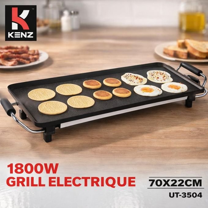 Kenz Grille/planche De Cuisson 70x22cm Antiadhésif Électrique 1800w - Image 1 of 1