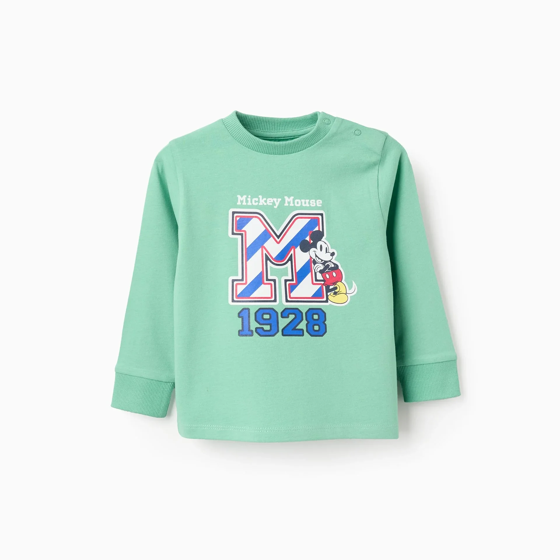 T-shirt À Manches Longues En Coton Pour Bébé Garçon « Mickey », Vert - Image 1 of 1